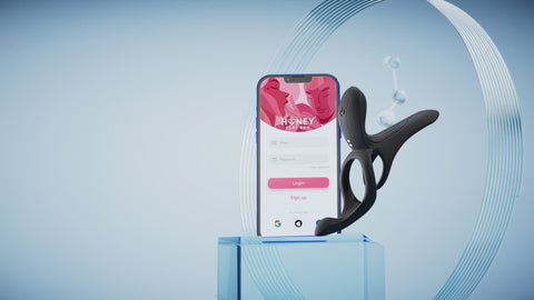 Video advertising couple's vibrator, showing off app connectivity