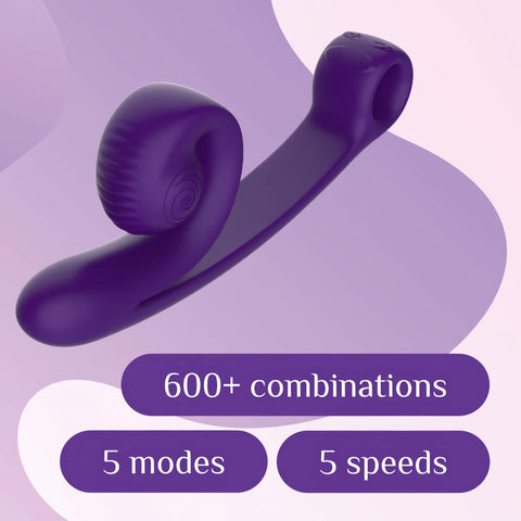 A picture of the Snail Vibe Curve with the following features listed: 600+ Combinations, 5 modes, 5 speeds