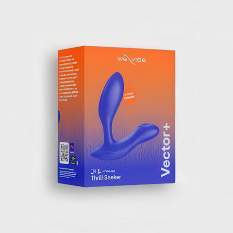 WeVibe Vector+ product packaging on a light gray background