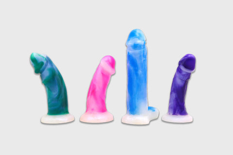 Vixen creations collection of dildos in tie-dye colors