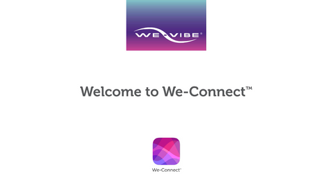Welcome screen to We-Vibe's We-Connect platform with brand logo and app icon.