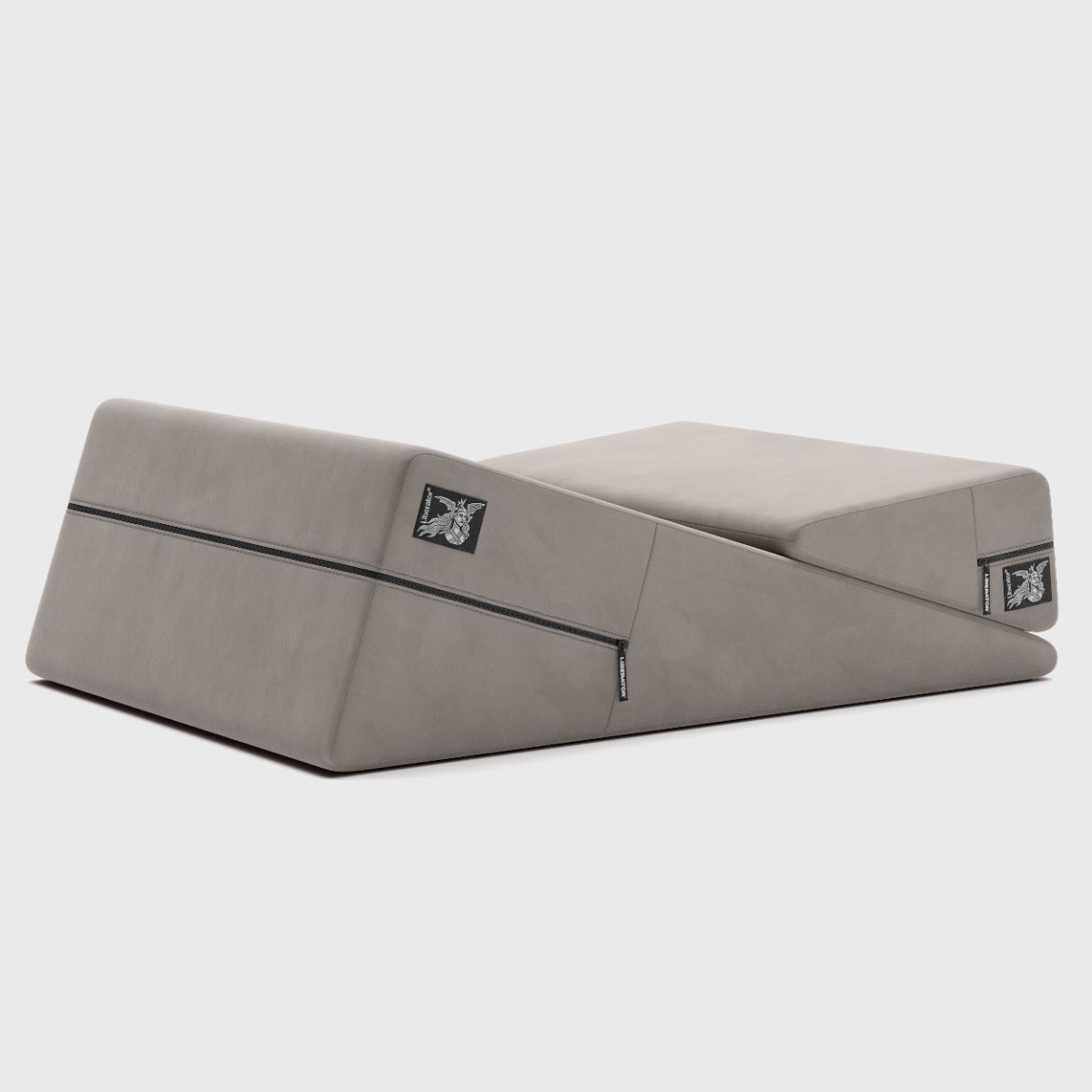 Wedge ramp combo sex pillow in lush gray on white background