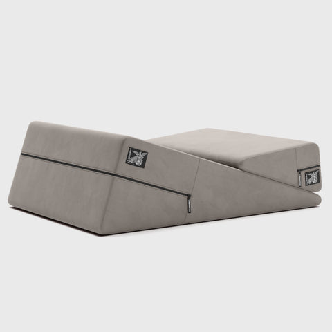 Wedge ramp combo sex pillow in lush gray on white background