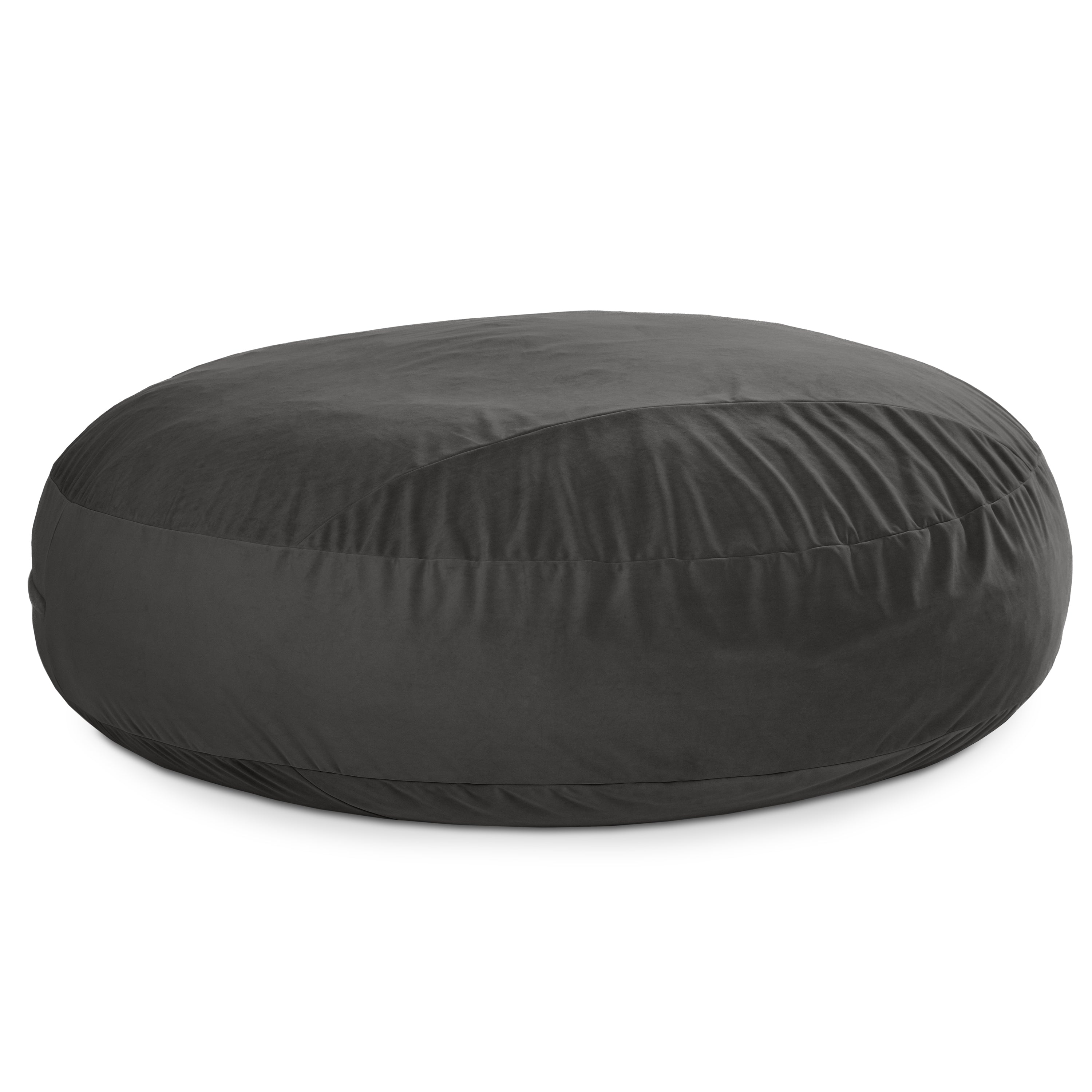 Black bean bag chair on a white background