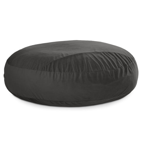 Black bean bag chair on a white background