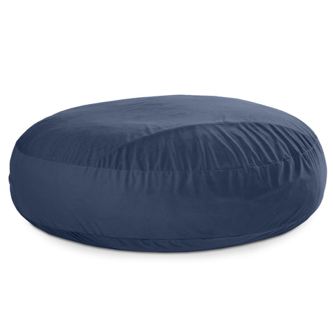 Navy blue bean bag chair on a white background