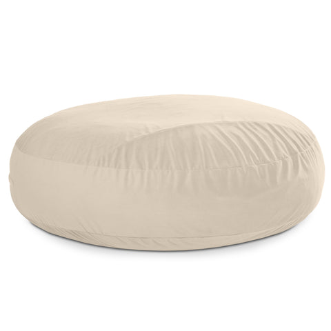 Beige bean bag chair on a white background