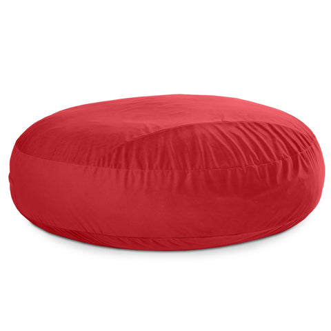 Red bean bag chair on a white background