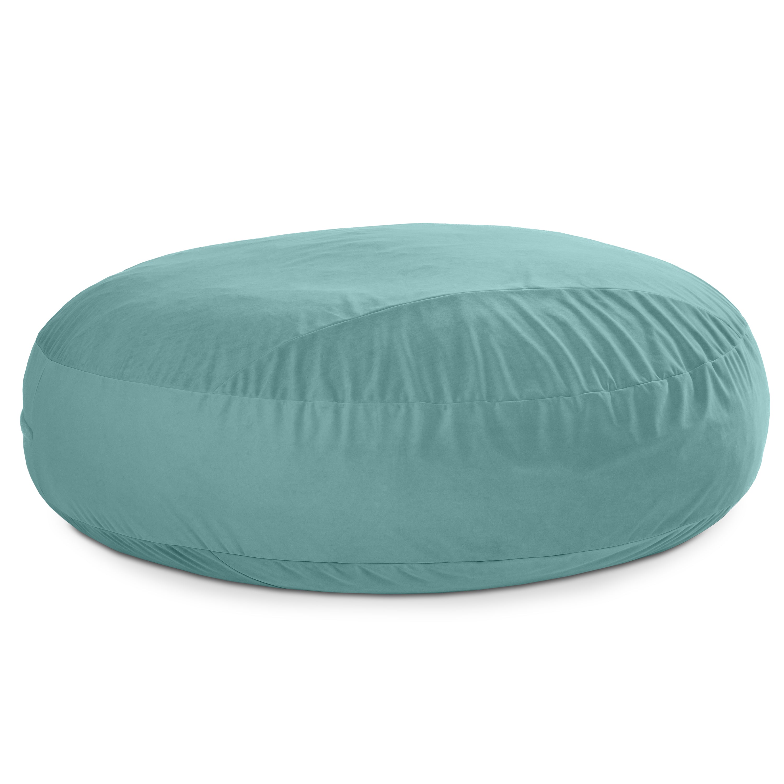 Teal bean bag chair on a white background