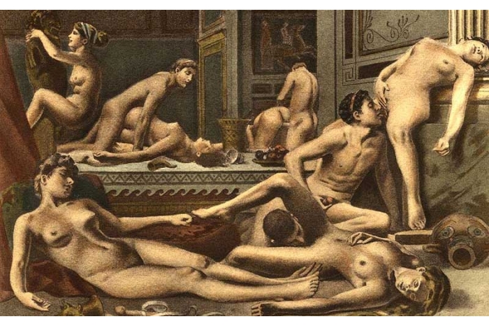 Painting of an ancient greek orgy