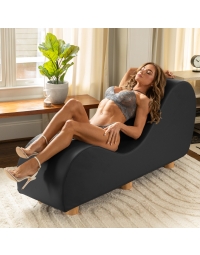 Woman lounging on footed Cello SynLeather