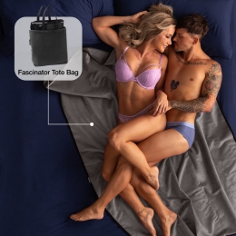 Couple lounging on Fascinator Queen showing Fascinator Tote Bag