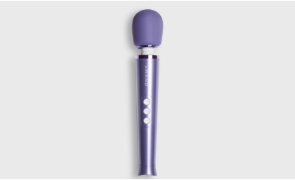 top of Le Wand Petite Massager Wand in purple showing controls