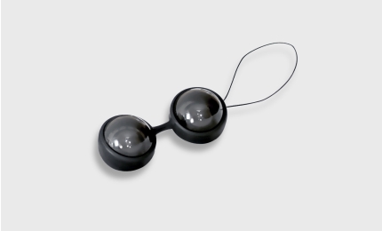 LELO Beads™ Noir Kegel Balls on White Background, Black