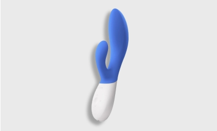 Lelo Ina Wave 2 Rabbit Vibrator in blue on white background
