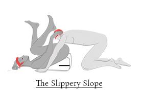 The Slippery Slope sex position on Liberator Wedge