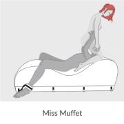 Miss Muffet sex position on the Black Label Esse Chaise - BSDM Sex Furniture