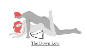 The Down Low sex position on the Heart Wedge Pillow
