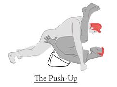The Push-Up sex position on the Heart Wedge Pillow