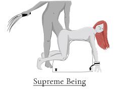 Supreme Being sex position on the Obéir Spanking Bench