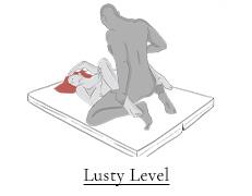 A couple laying on an open Flip Stage on the floor to add comfort and support during a missionary position called Lusty Level. 