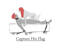 Capture His Flag sex position on the Black Label Prelude Sex Bench