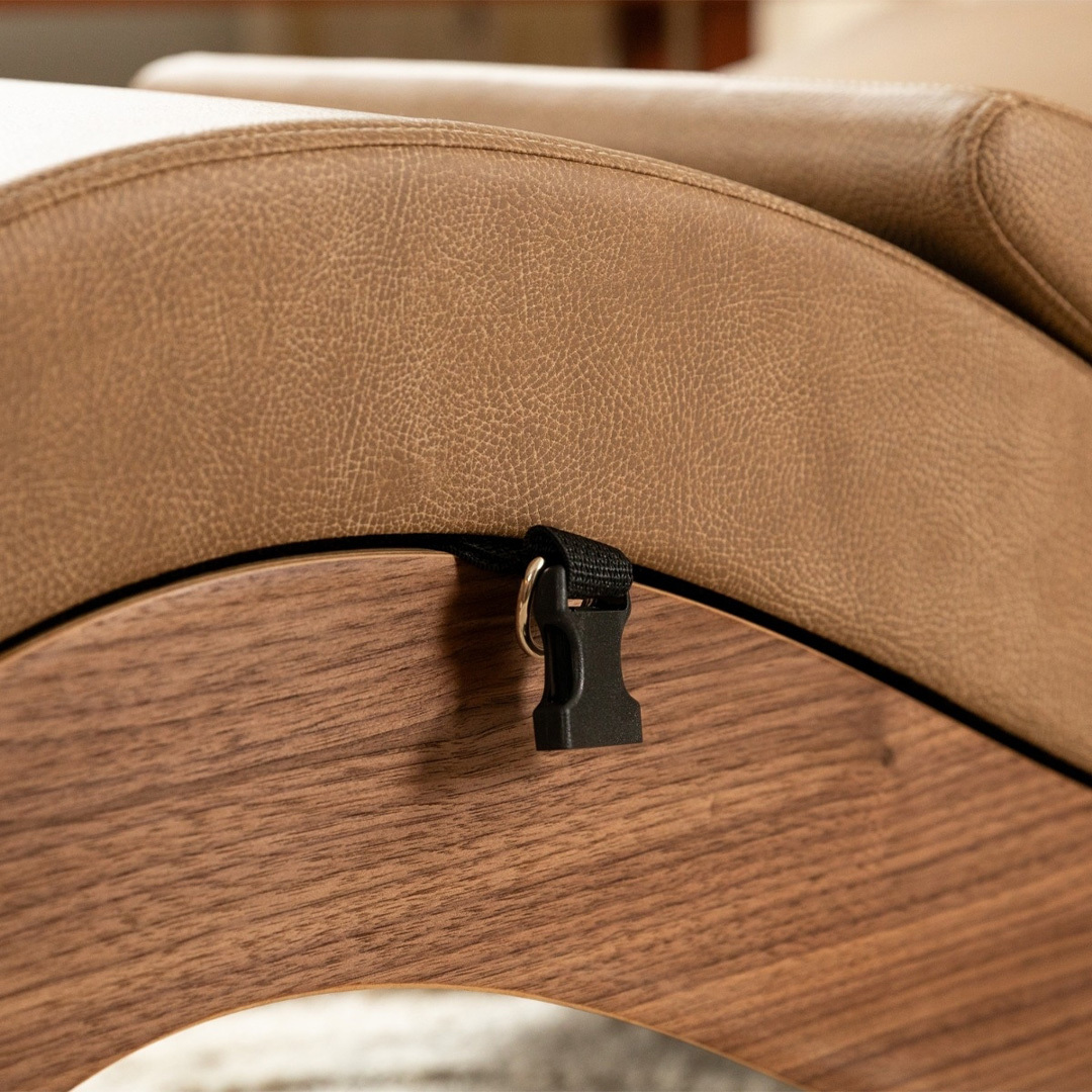 Close up detail shot of SynLeather texture on the Supervio sex chaise
