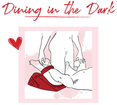“Dining in the Dark” oral sex position using the Liberator Black Label Wedge