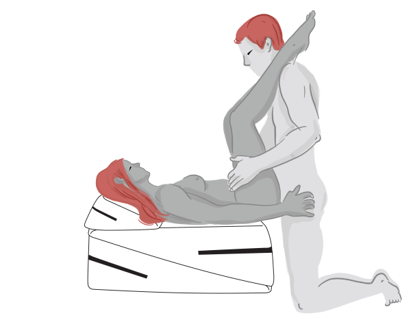 "Drill Sergeant" sex position using the Liberator Wedge Ramp Threesome