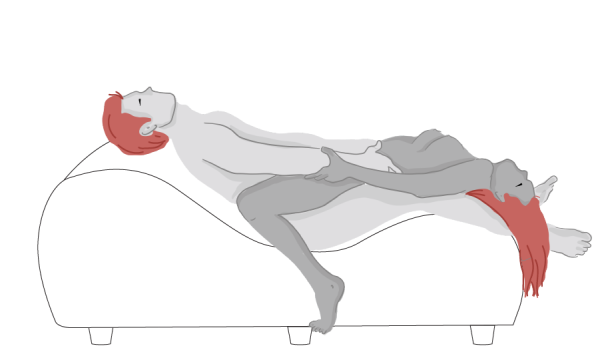Cowgirl sex position using the Liberator Esse Chaise II 