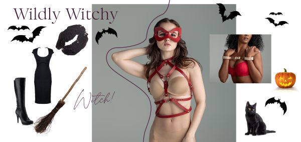 Wicked Witch in Liberator Leather Freya body harness